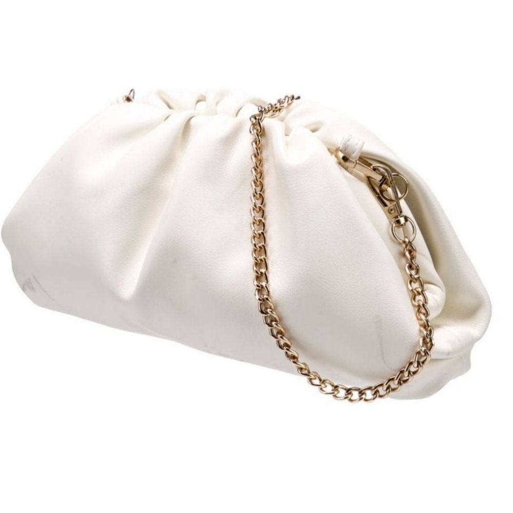 UNDERSTATED LEATHER Crescent Clutch in Ivory